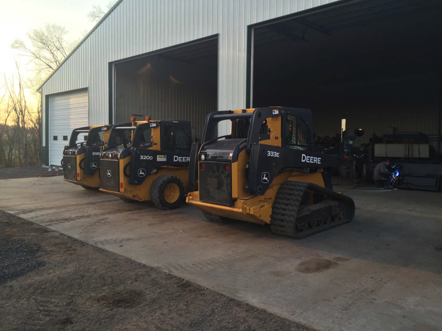 A picture of of plowing equipment being serviced at our shop